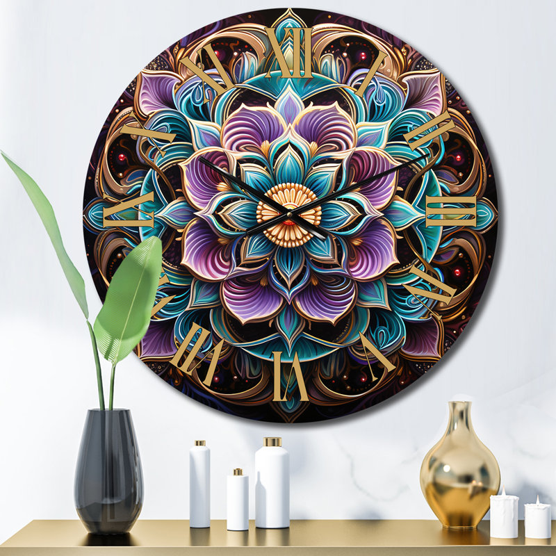 Horloge murale antique en métal Mandala, Petit