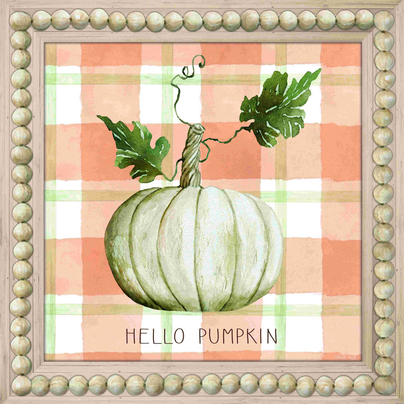 «Hello Pumpkin» par Cindy Jacobs, peinture, H 12 po x l 12 po, Cadre photo noyer, Oui
