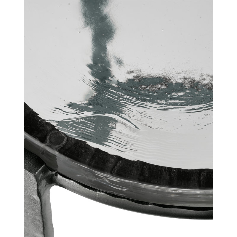 Acea Glass End Table, Graphite, 23.5" H x 12" W x 12" D