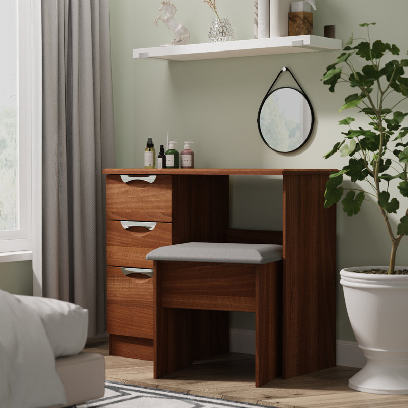 Fully Assembled Ratley Dressing Table, Noche Walnut