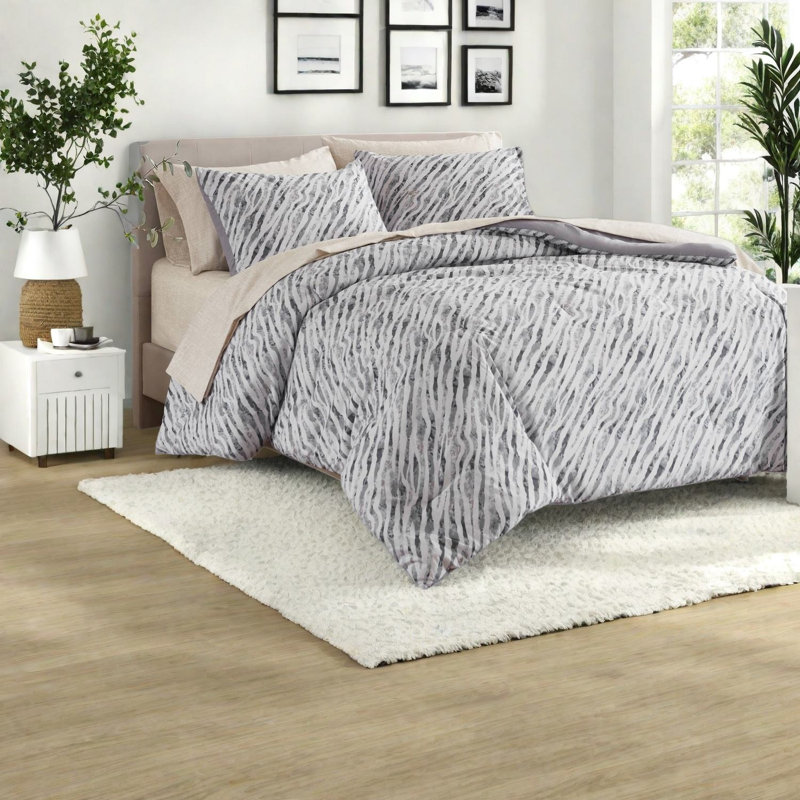 Ensemble de literie moderne de 5 pièces pour lit simple XL, ensemble de couette et drap-housse en polyester pour la maison