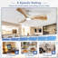 Ventilateur de plafond encastré à profil bas de 42 pouces en bois, 3 pales, avec éclairage et télécommande ; ventilateur intérieur/extérieur à intensité variable avec télécommande, moteur CC silencieux et minuterie.-750143519-750143512-750143489