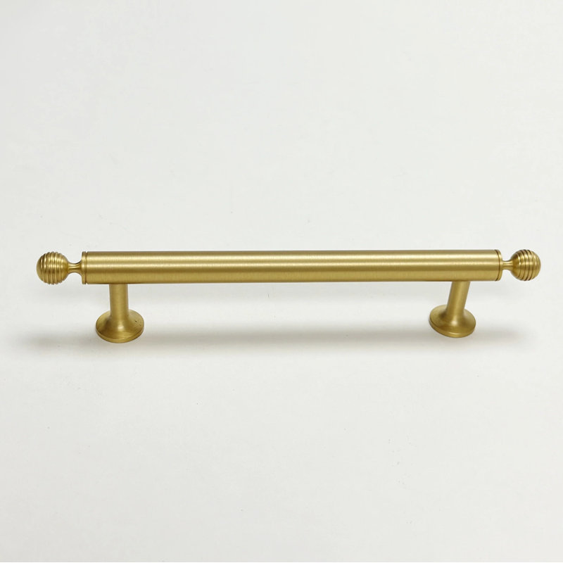 Satin Brass Sweet 3-3/4" Centers Solid Brass Drawer Pull, 5"