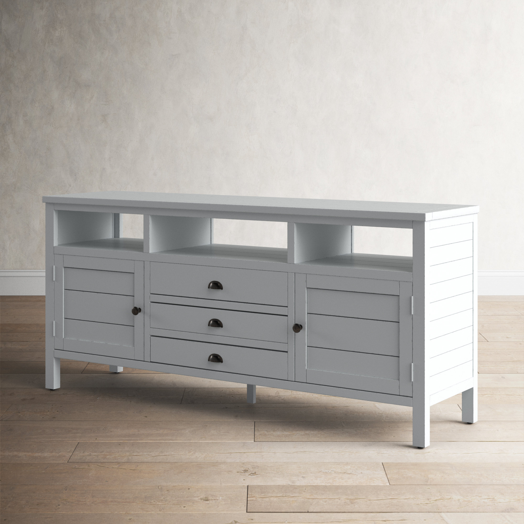 Castile Media Console, Weathered White, 70"