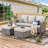 Jenesys Outdoor Wicker Sofa Set With Ottomans - Comfortable, Durable For Patios & Gardens-1168675487