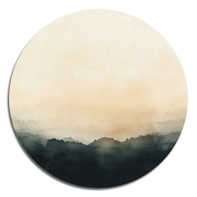 Silent Sky Gradient - paysages ronds, art mural en métal, L 29 po x H 29 po
