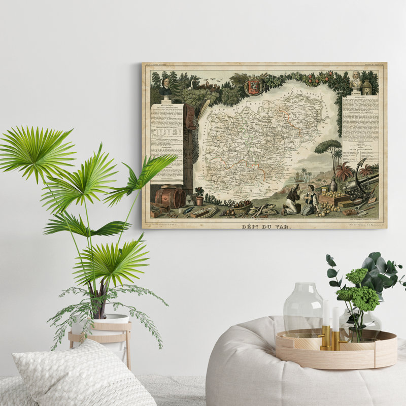 « atlas nationale illustre vii »-reproduction d’art sur toile, H 48 po x l 32 po x P 1 po