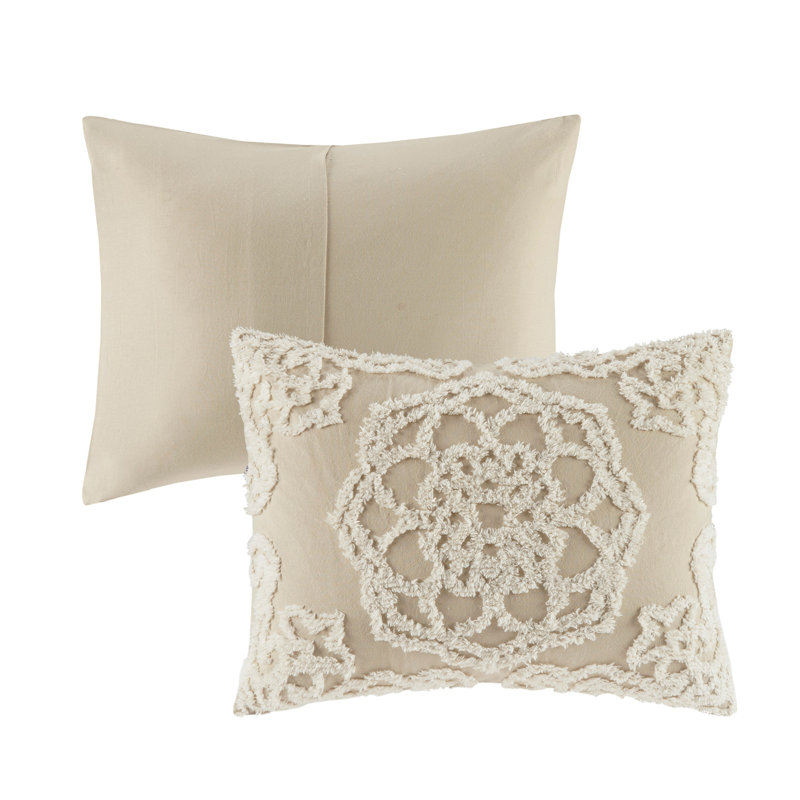 Tufted Medallion Comforter Set Taupe, Full/Double Comforter