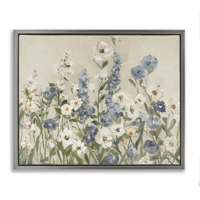 Fleurs de jardin, Cadre flottant gris lustré, H 25 po x l 31 po