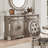 Menlo 68''L 2-Drawer Server with Marble Top in Antique Silver