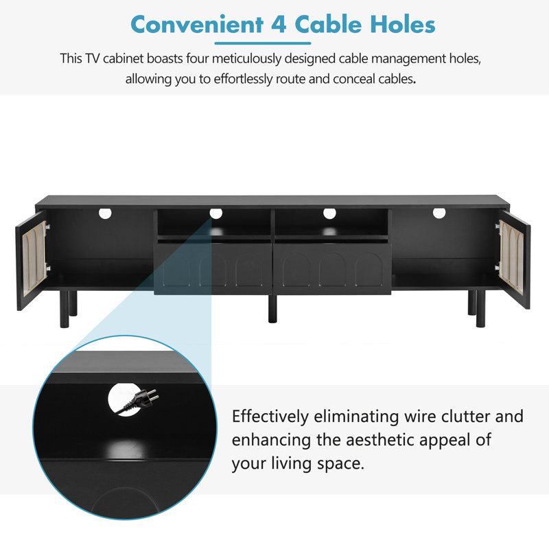 Meuble télé et table basse de style crème, ensemble de 2, Noir