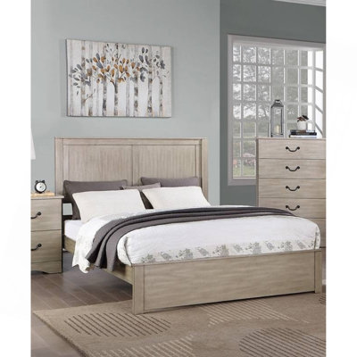 Rustic Style California King Size Bed 1Pc Two Panel Headboard Antique Silver Finish Bedroom Furniture