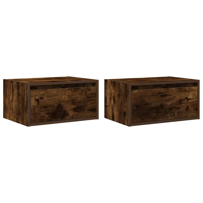 Darshay 51 cm W Bedside Table, Smoked Oak, 2