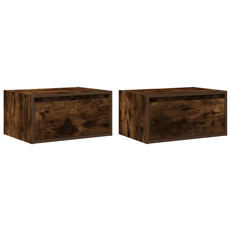 Darshay 51cm W Manufactured Wood Bedside Table, Smoked Oak, 2