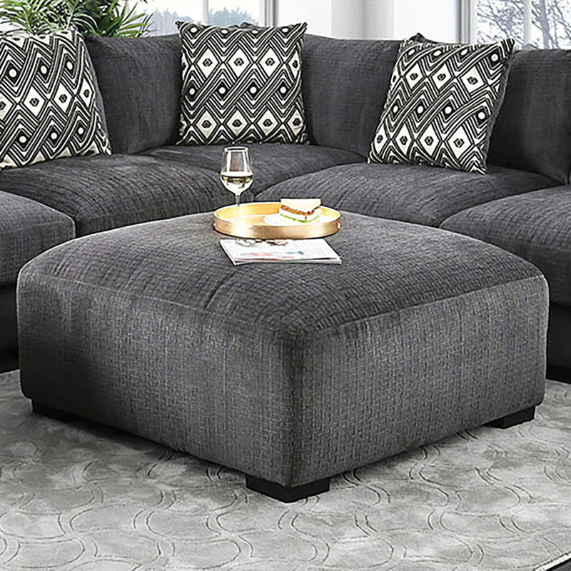 Repose-pieds rembourré de style contemporain, Gris chenille