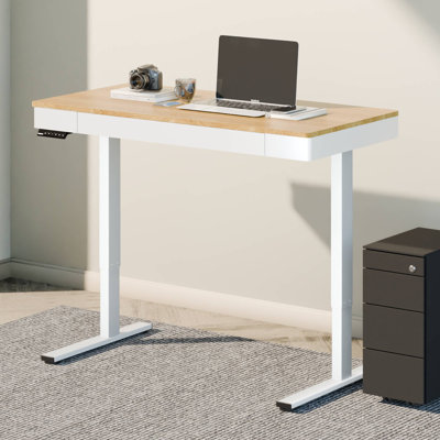 Electric Adjustable Height Standing Desk With Motor & Drawers For Home Office