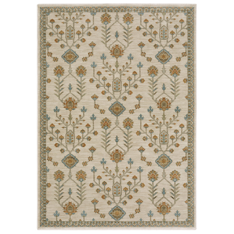 Graicyn Global Traditonal Beige/ Rust Area Rug, Rectangle 6'7" x 9'9"