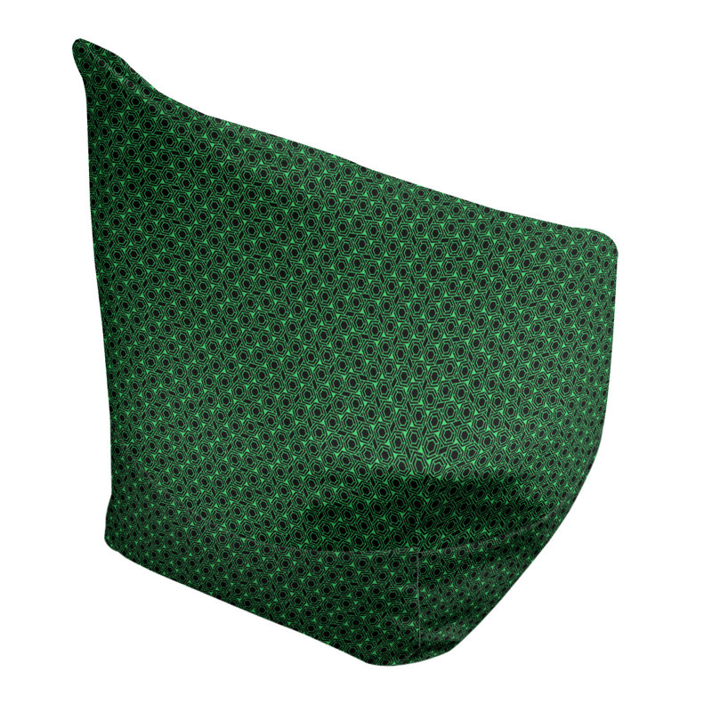 Sac de pois Leffel, H 38 po x l 42 po x P 29 po, Housse de pouf, Vert / Noir