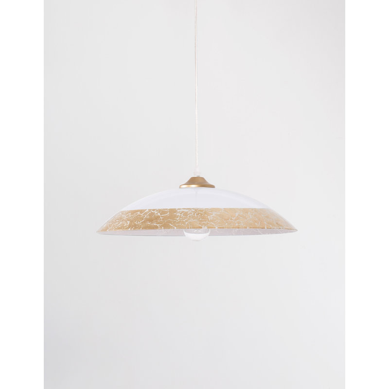 1 - Light Single Pendant, Gold/White