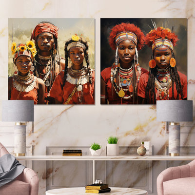 Ensemble de 2 décorations murales Tribal africain Vibrance I