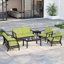 Ensemble de patio extérieur en teck pour six personnes avec coussins et deux tables Polett-442683575-442683579