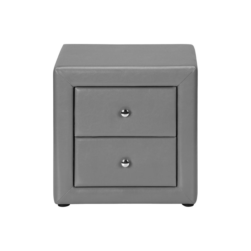 Table de chevet rembourrée avec abat-jour gris