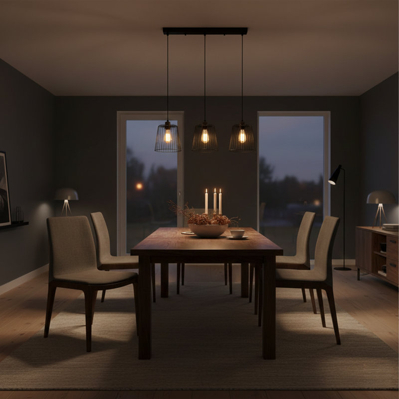 Luminaire suspendu géométrique moderne 3 lumières Aurelius, Noir