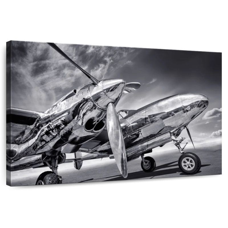 Mehar Monochrome Silver Plane, 24" H x 36" W