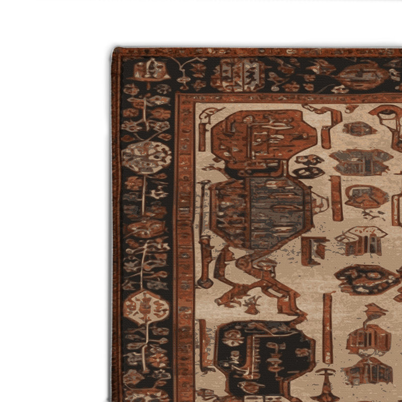 Tapis turc intérieur et extérieur brun, Rectangulaire 8 pi x 10 pi