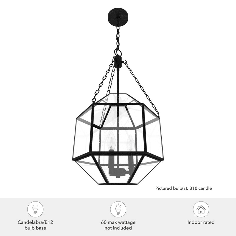 Indria Rustic Iron Faceted Geometric 3-Light Pendant