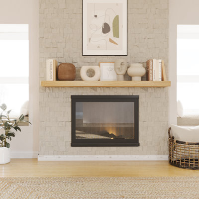 Long manteau de cheminée, bibliothèque flottante avec support caché, tablette murale pour décor de cuisine, tablette de bureau, décor de maison de campagne et rustique, placage de chêne blanc épais, aménagement intérieur, finition naturelle
