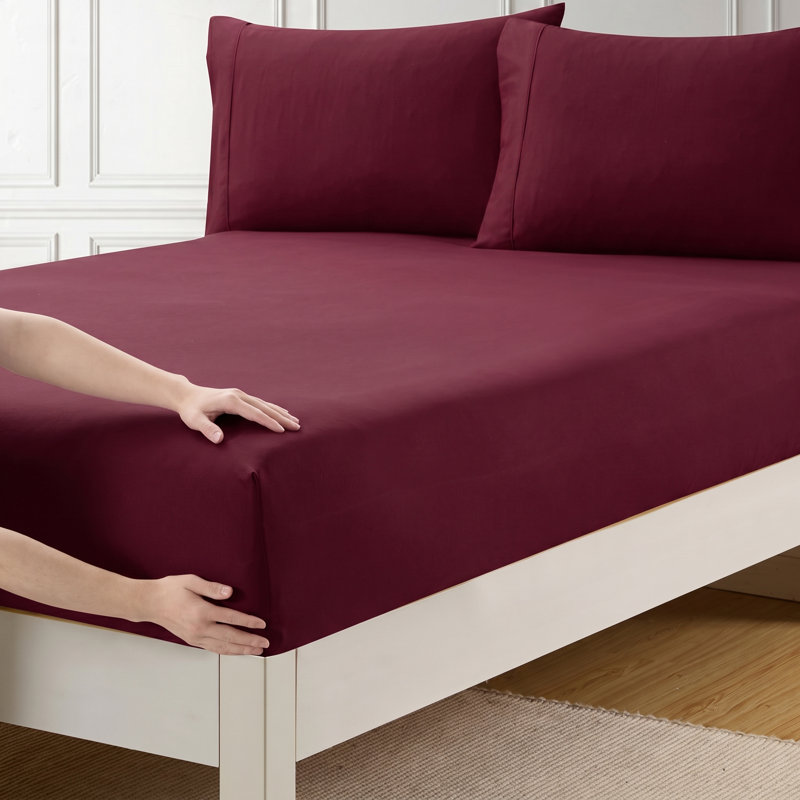 Draps-housses en microfibre brossée 6PK, Drap-housse très grand, Bourgogne