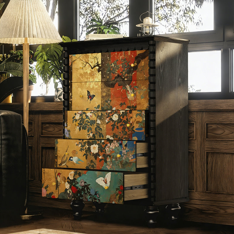 Commode d'entrée Mid-Century en bois massif, Noir