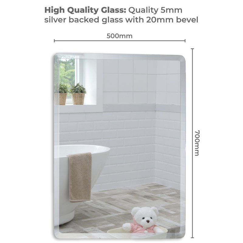 Seidman Flat Wall Mirror, 70cm H x 50cm W
