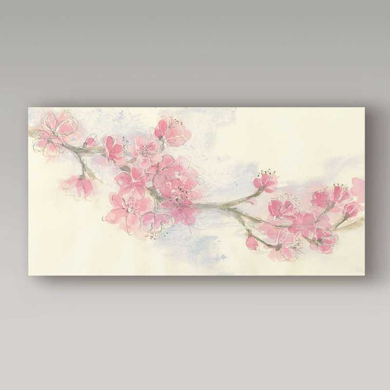 « cerise fleur ii », reproduction de peinture à l’acrylique sur toile tendue, H 12 po x l 24 po x P 2 po