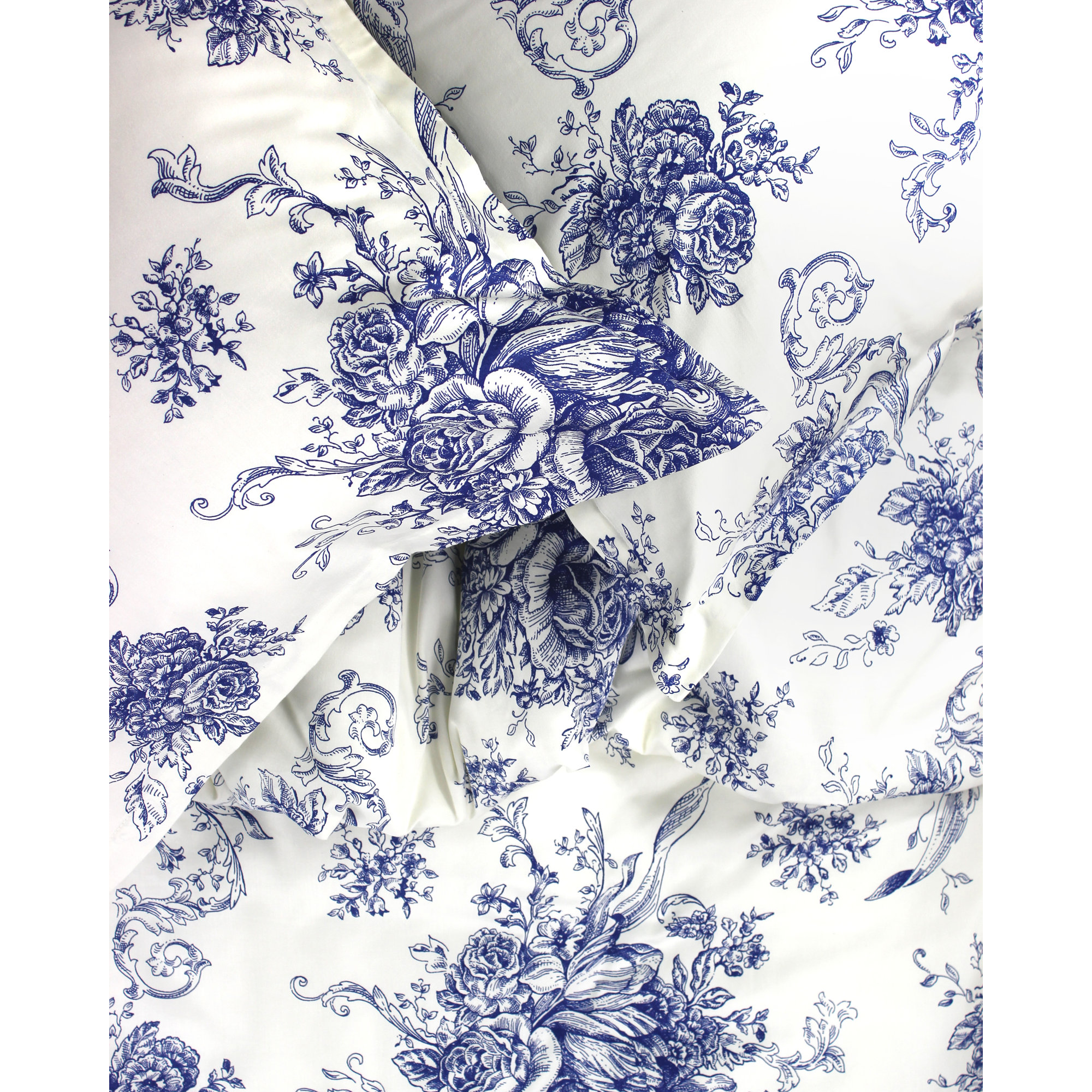 Benedictine Sateen Duvet Cover Set, King Duvet Cover + 2 King Shams, Navy