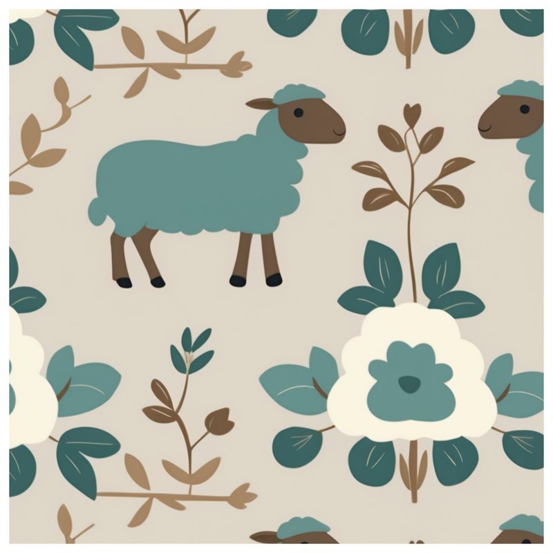 Sheep Floral Pattern Blankets, 60in W x 80in H