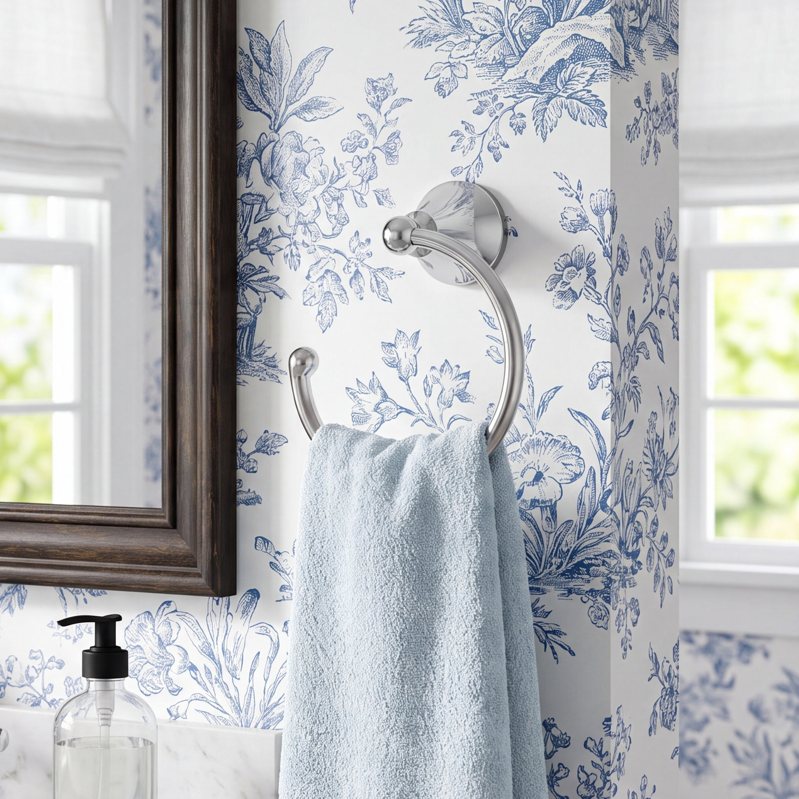 Wynford Wall-Mounted Towel Ring, Chrome