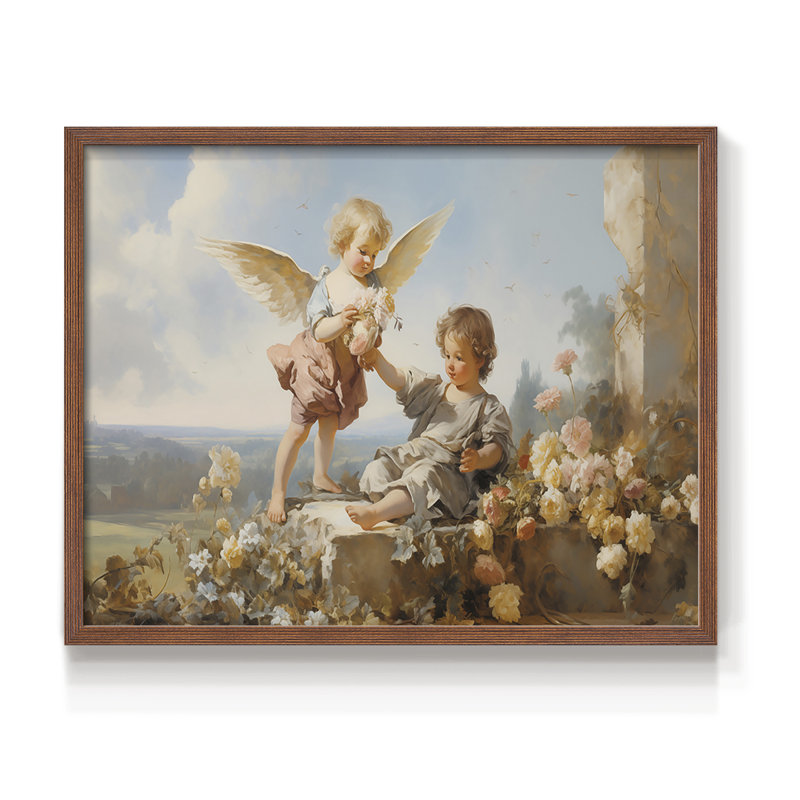 Angels From Above-IX - Reproduction encadrée - Restickable, H 11 po x l 14 po, Cadre noyer