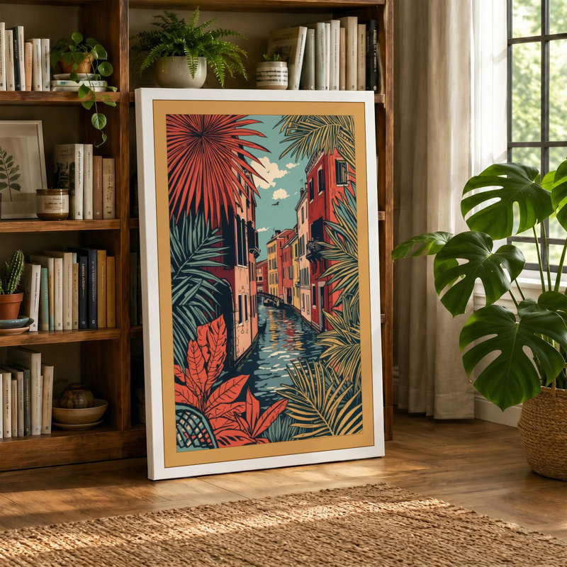 Venetian Paradise Tropical - Wrapped Canvas, 24x16 - 61.0 x 40.6 cm, Ochre Border