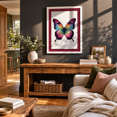 Rainbow Butterfly Modern - Framed Print
