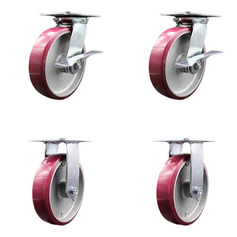 4-Piece Polyurethane and Aluminum Caster Set