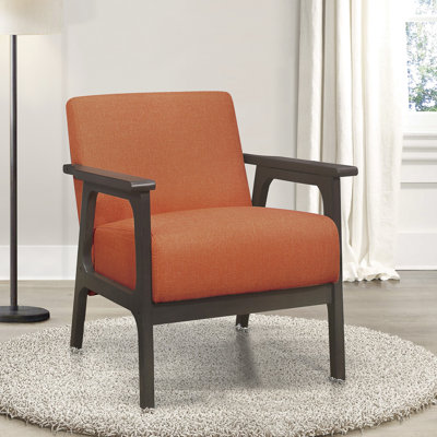 Chaise rembourrée orange texturée, bois d'hévéa massif, chaise de salon gris antique pour l'espace,