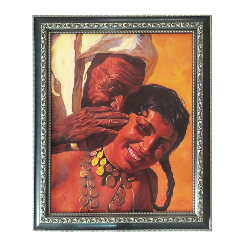 Le secret - peinture de couple | Huile sur toile | Par Dattatray Goilkar |  Avec cadre