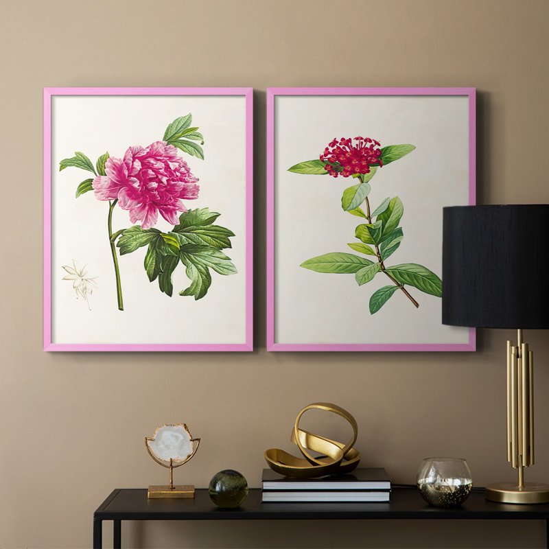 Impression encadrée PrettyPinkBotanicalsI-Premium - prête à être accrochée - aucun clou requis - aucun clou requis, Rose