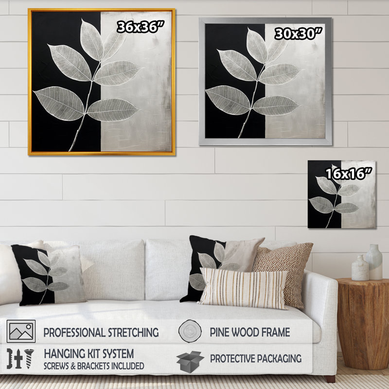 Laisser la silhouette en argent I, H 24 po x l 24 po x P 1 po, Cadre simple blanc