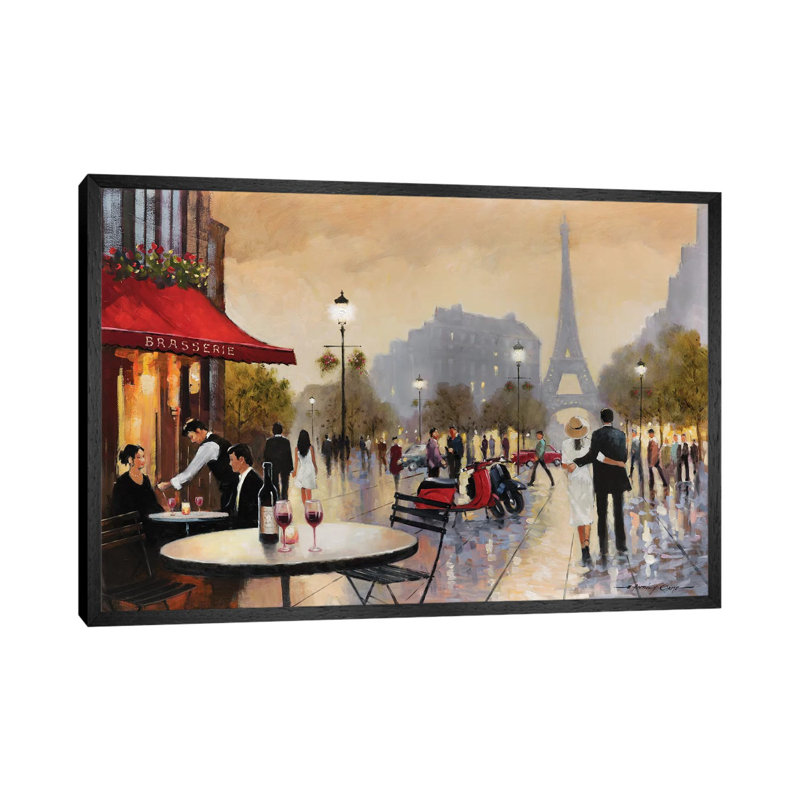 Paris Stroll 1 Piece Painting on Canvas, 101.6 cm H x 66.04 cm W, Black Framed