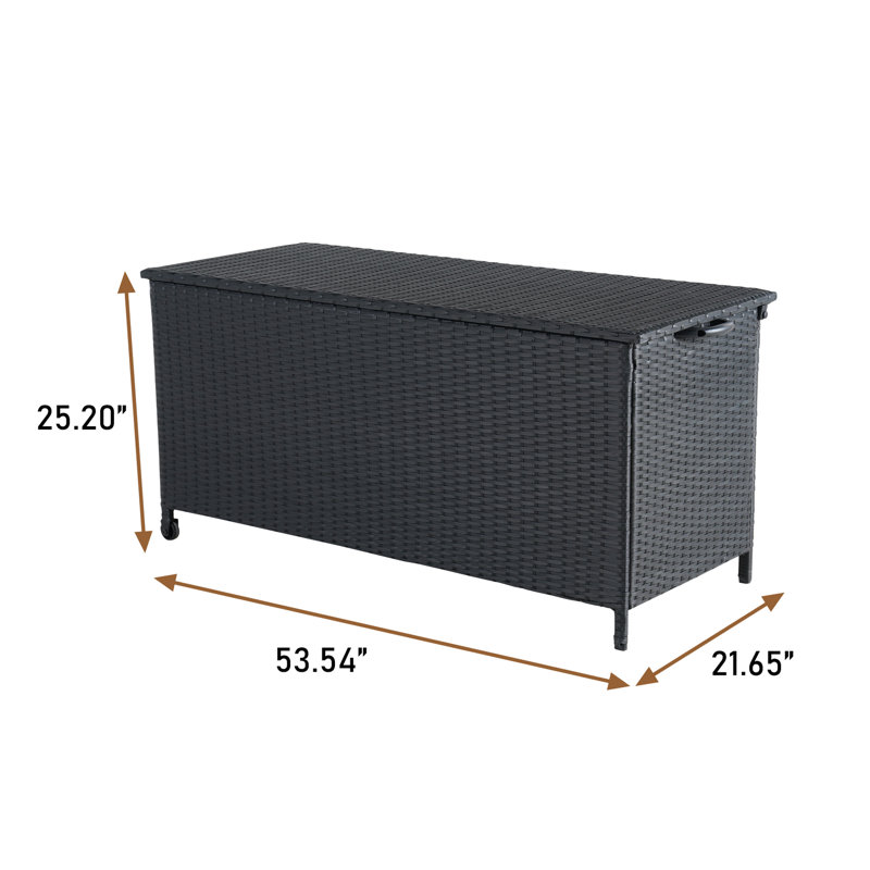 Boîte de rangement avec roulettes 53,54 po l 120 gallons, Noir