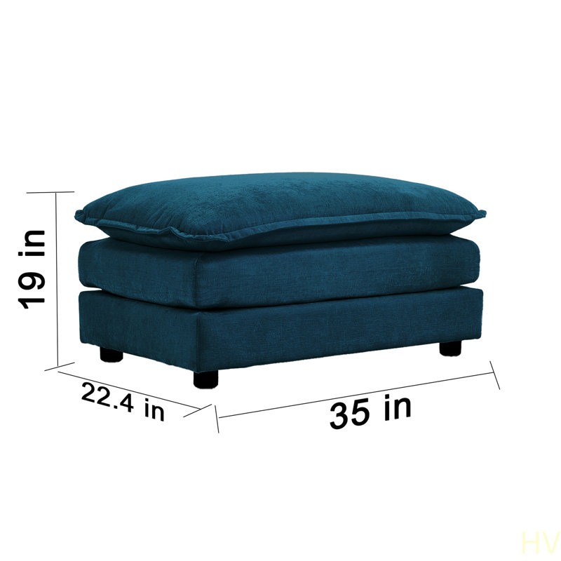 Chenille Fabric Ottomans Footrest To Combine With 2 Seater Sofa, 3 Seater Sofa And 4 Seater Sofa, Chenille, Blue