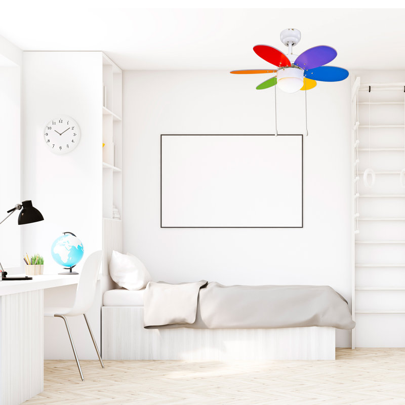 Dutil 76cm Ceiling Fan with Light Kit, Downrod, Multilcolour